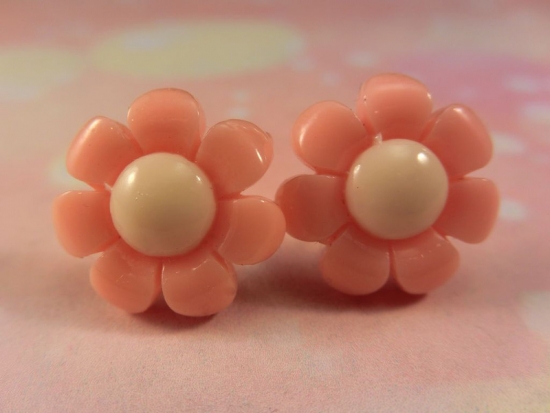 Pastell Blume Ohrstecker Blüte Flower orange beige